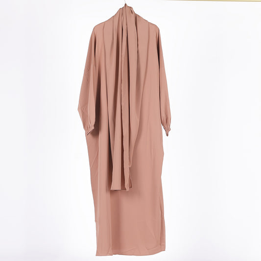 Cross-border Women's Clothing Malaysia Dubai Earth Ear Clothing Its Solid Color Turban Robe Plus Size Dress FY124713
