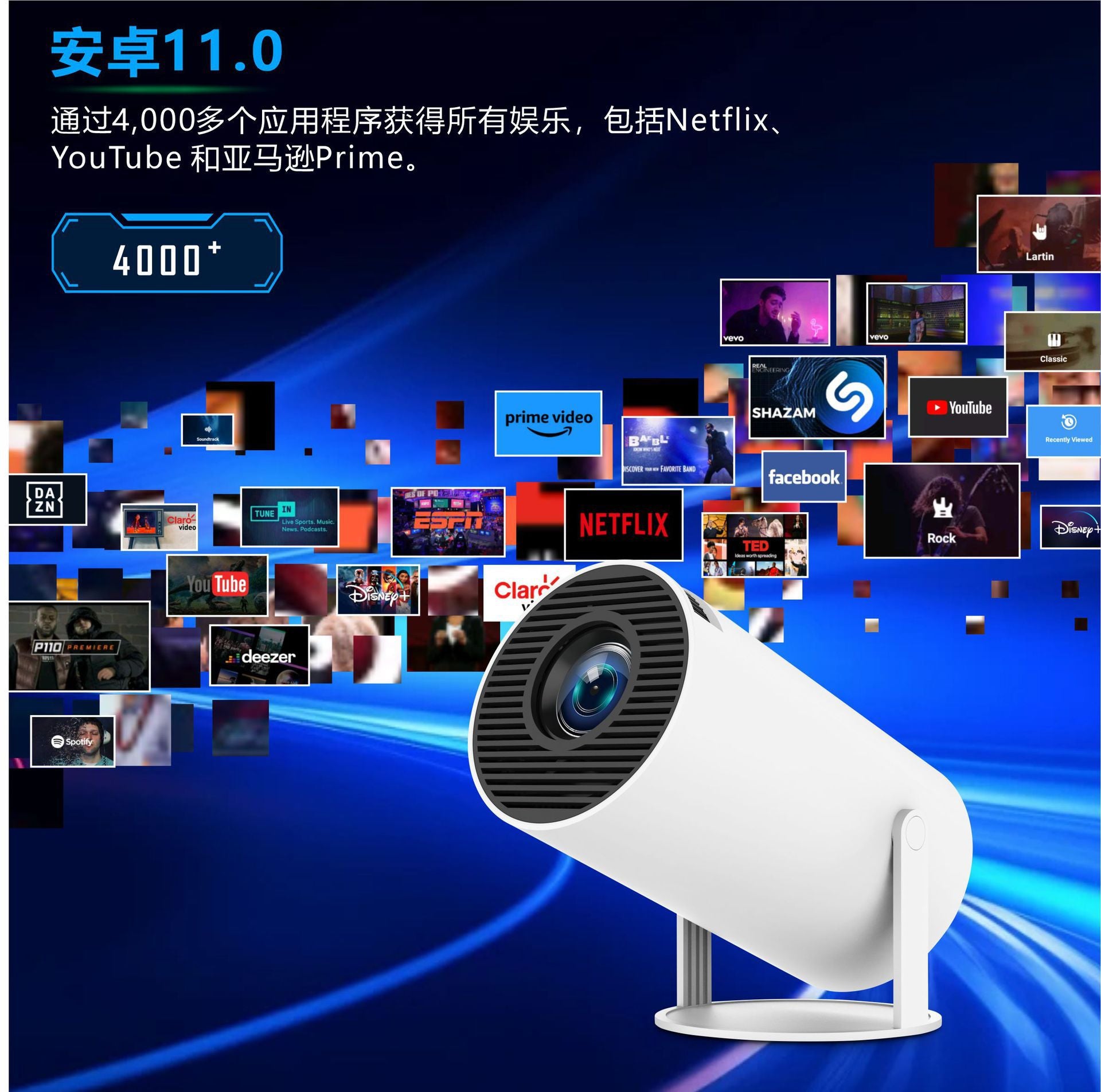 Portable Projector | Hy300pro Projector  | Home 4K Portable LCD Ultra High Definition